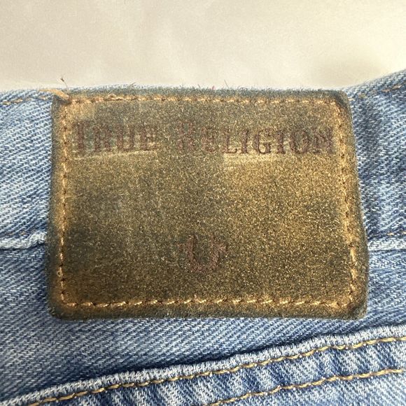 True Religion Cameron‎ Slim Boyfriend Patch Jeans Womens 29 Studded Distressed - Picture 10 of 16
